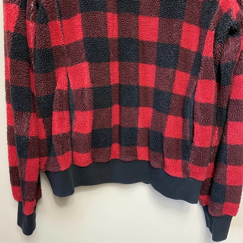 J.CREW Sweater Pullover Buffalo Plaid Check Fleece Shearling Sherpa Snap Size M - Picture 4 of 11